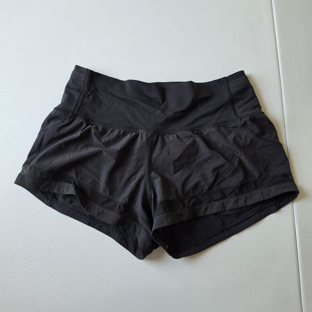 Lululemon Running Shorts Womens 6 Black Lined 2.5 In Elastic Waist Athletic Gym